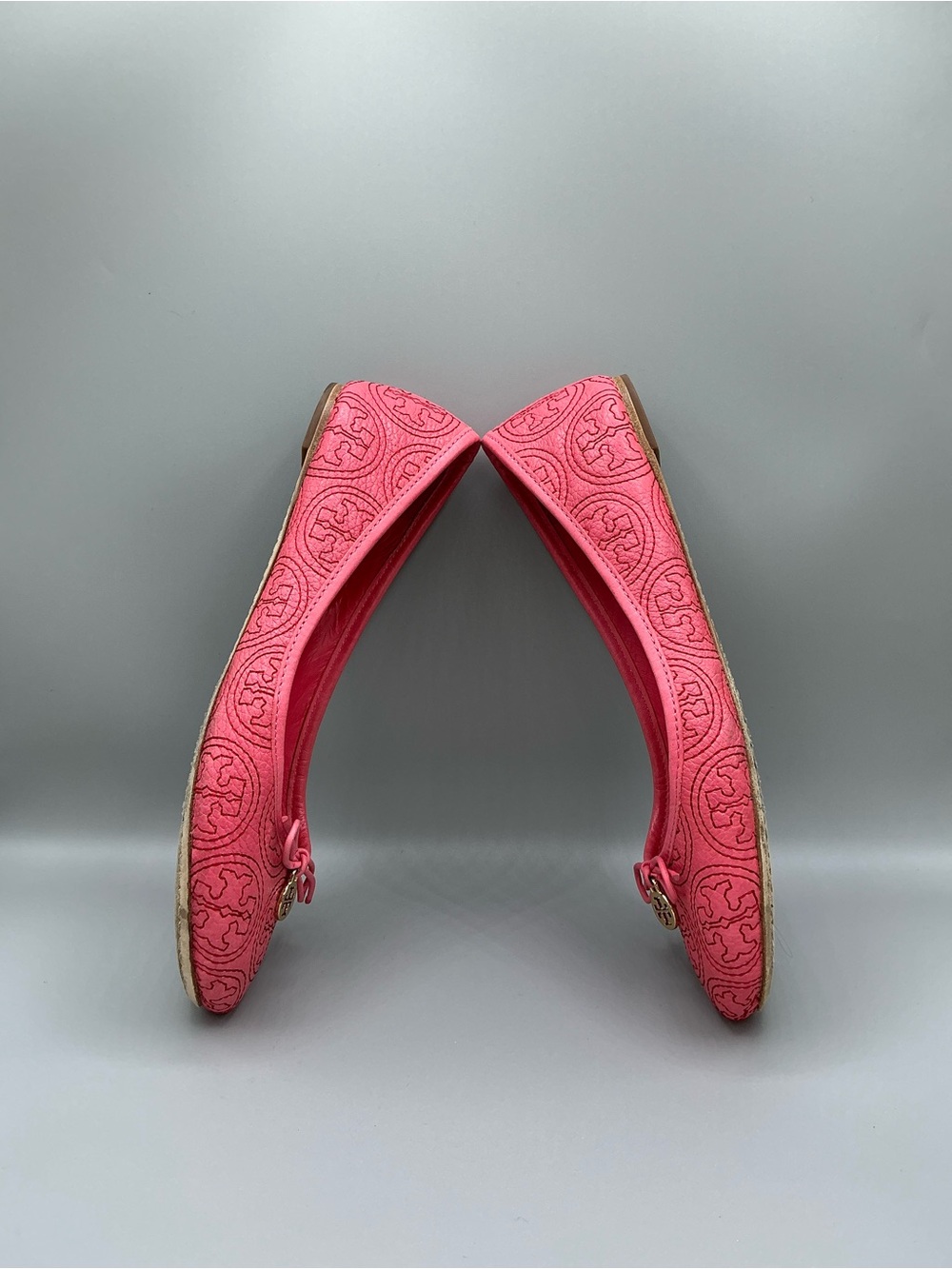 Tory Burch Chelsea Stitched Logo Ballet Flat in Rose Petal or Coral Pink Size 8 - Picture 7 of 10